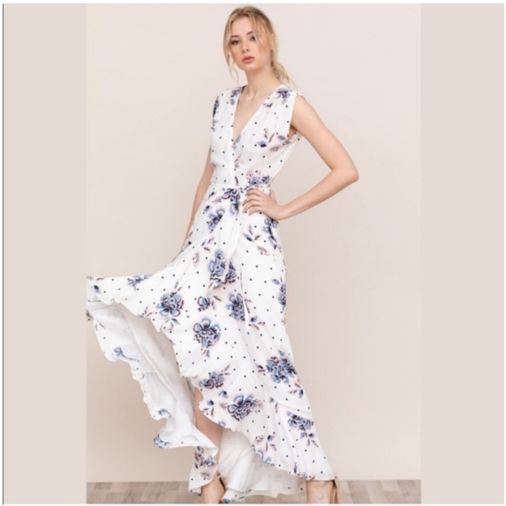 Yumi Kim White Maxi Floral high low Dress